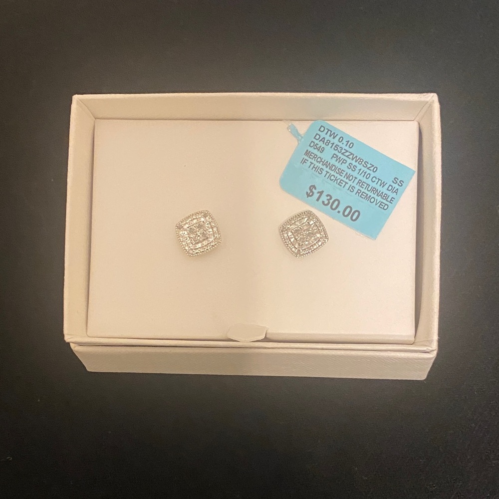 Sparkling Silver Square Earrings